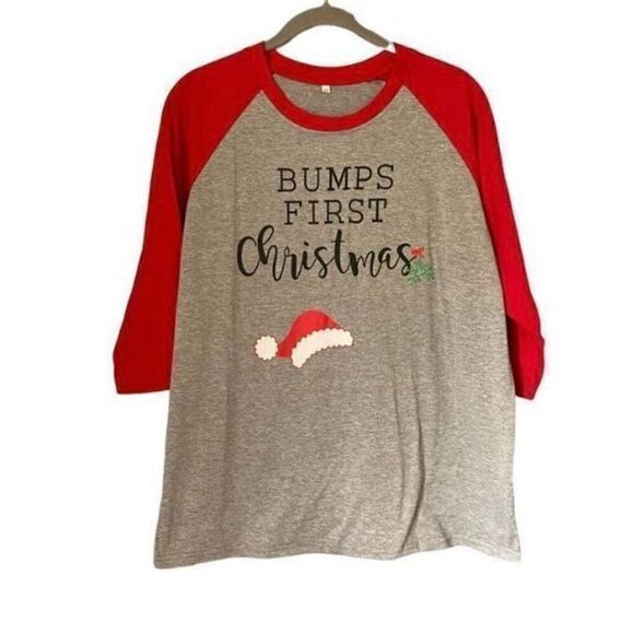 No Brand Tops - Christmas holiday maternity bumps first Christmas T-shirt size medium